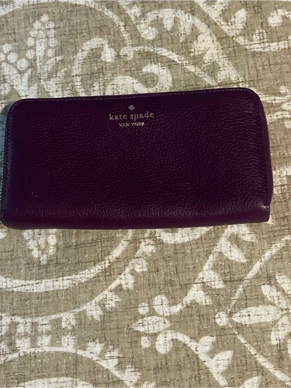 kate spade Plum Leather Zip Around Wallet - Deep Berry